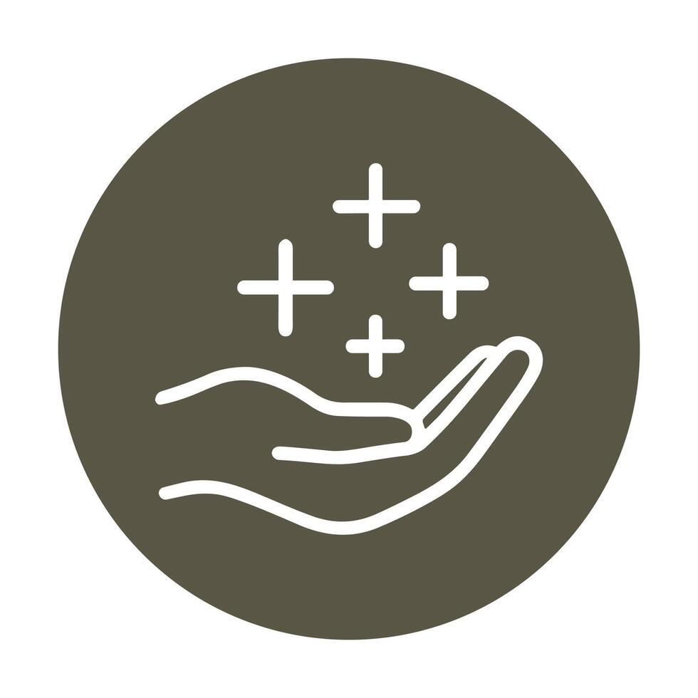 Open hand offering gleaming symbols of purity. Icon symbol illustration vector