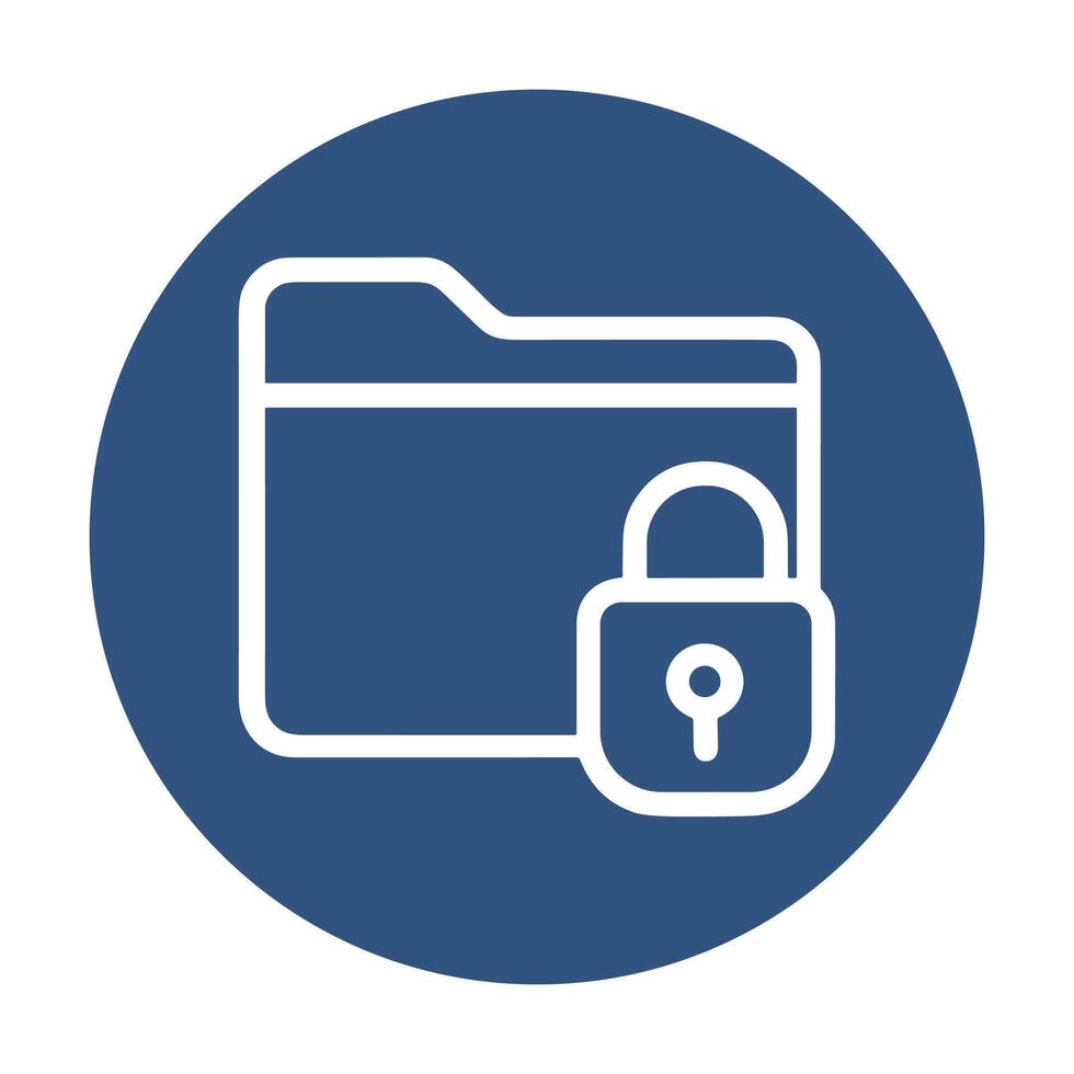 Secure data in blue enclosure. Icon symbol illustration vector