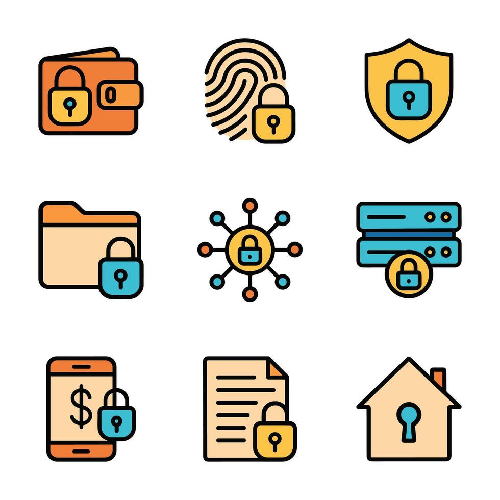 Cybersecurity icons security and data protection. Icon symbol illustration vector