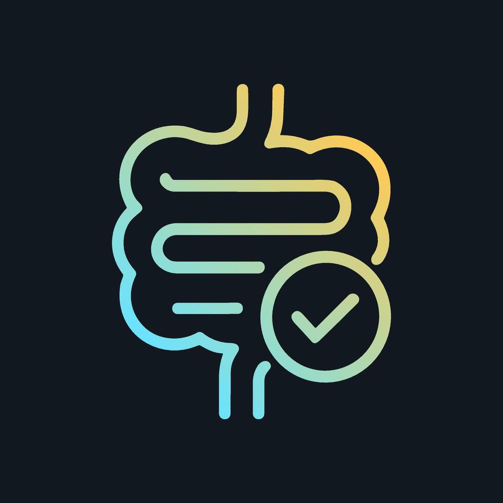 Healthy digestive system with checkmark glow. Icon symbol illustration vector