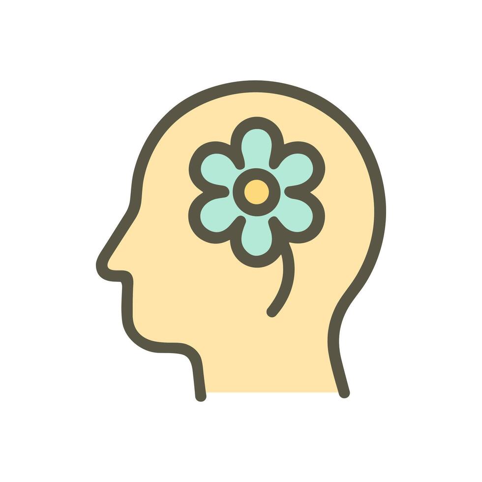 Blooming Mind Flourishing inner peace. Icon symbol illustration vector