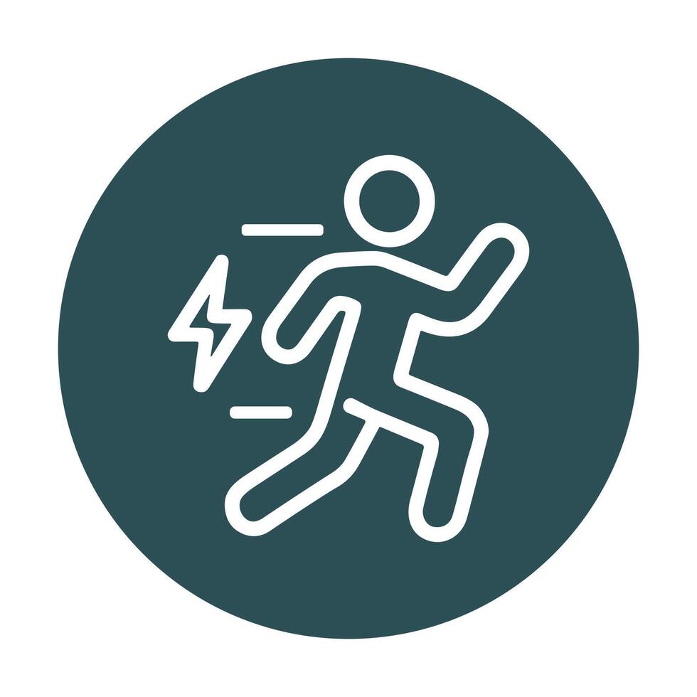 Energetic figure sprints with lightning speed. Icon symbol illustration vector