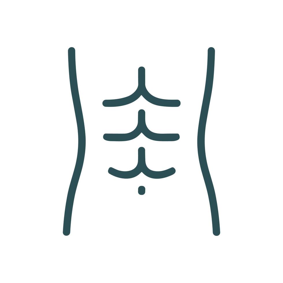 Defined abdominal muscles illustration stylized design. Icon symbol illustration vector