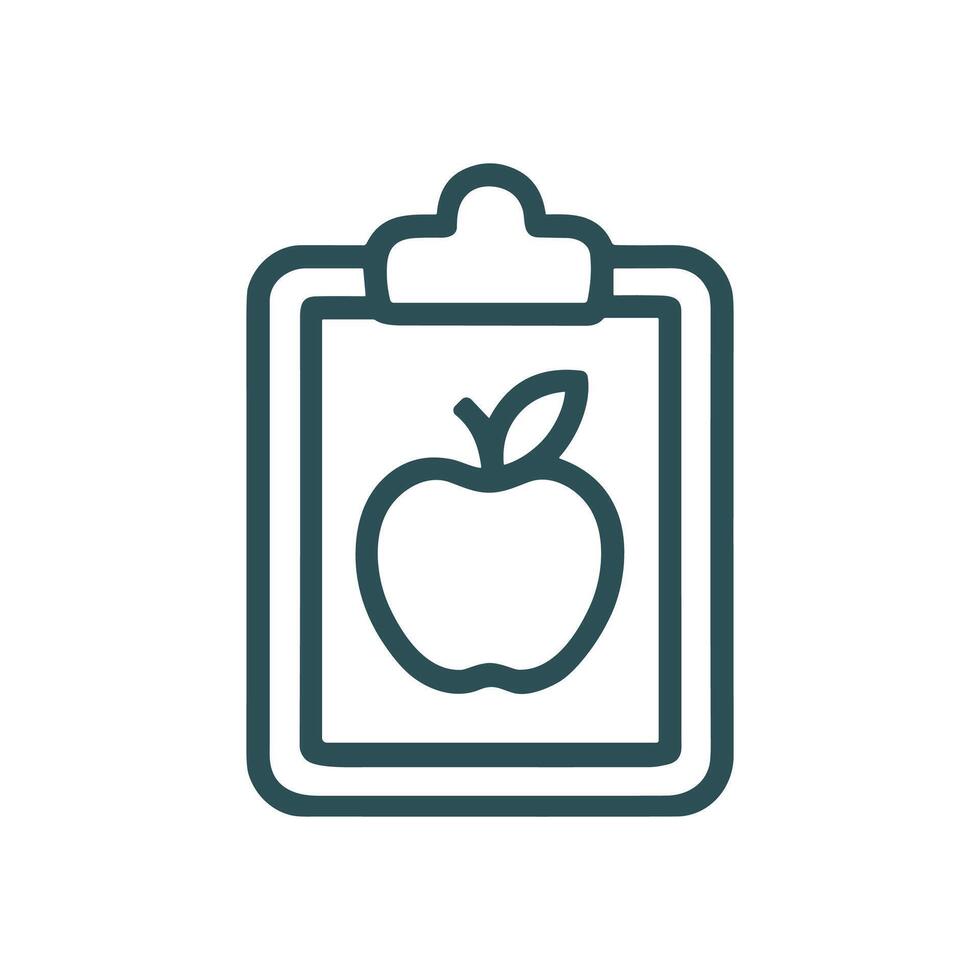 Nutrition report with apple graphic. Icon symbol illustration vector