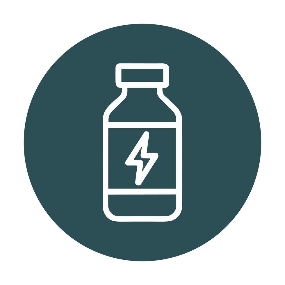 Energy potion symbol in teal circle. Icon symbol illustration vector