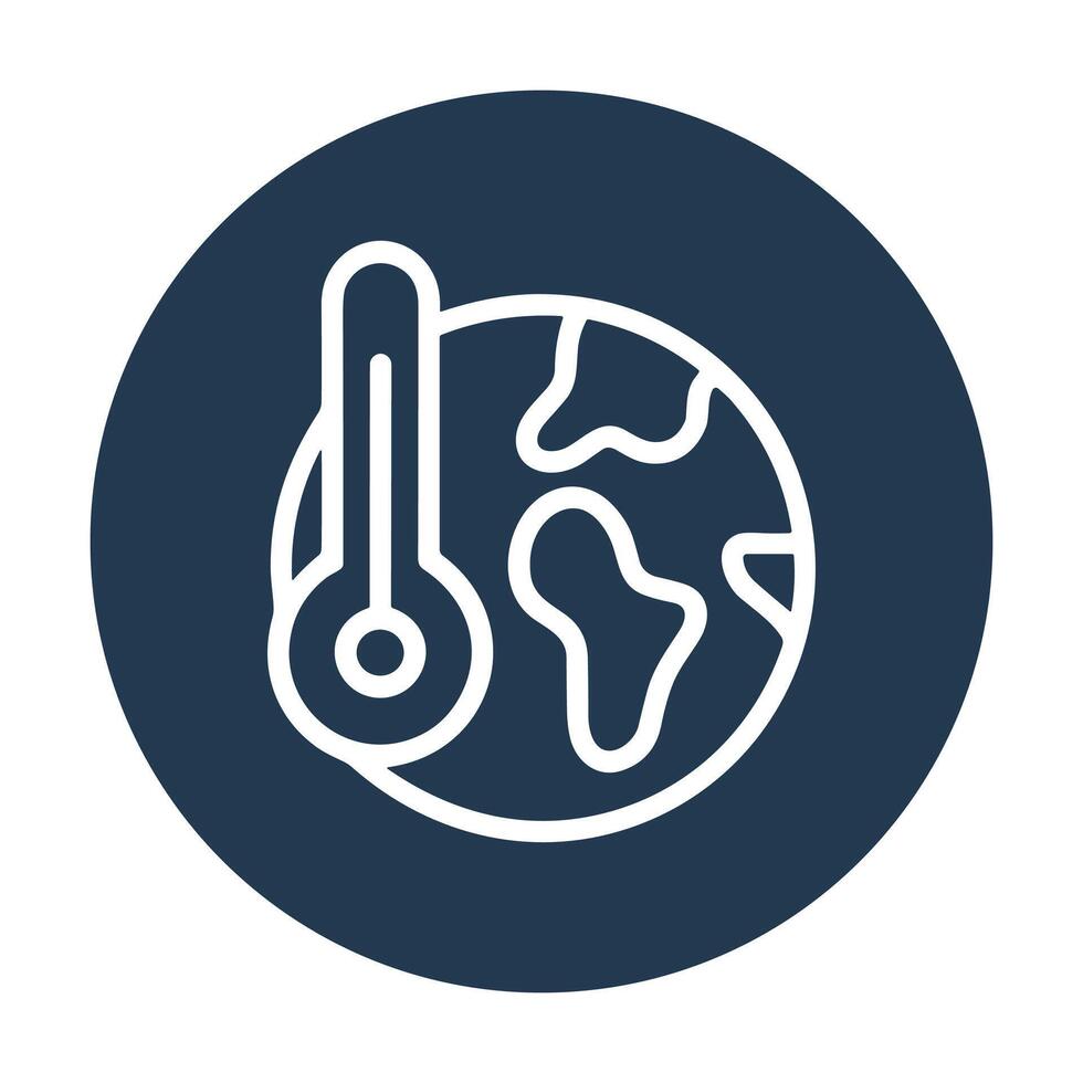 Warming earth illustrated icon with thermometer. Icon symbol illustration vector
