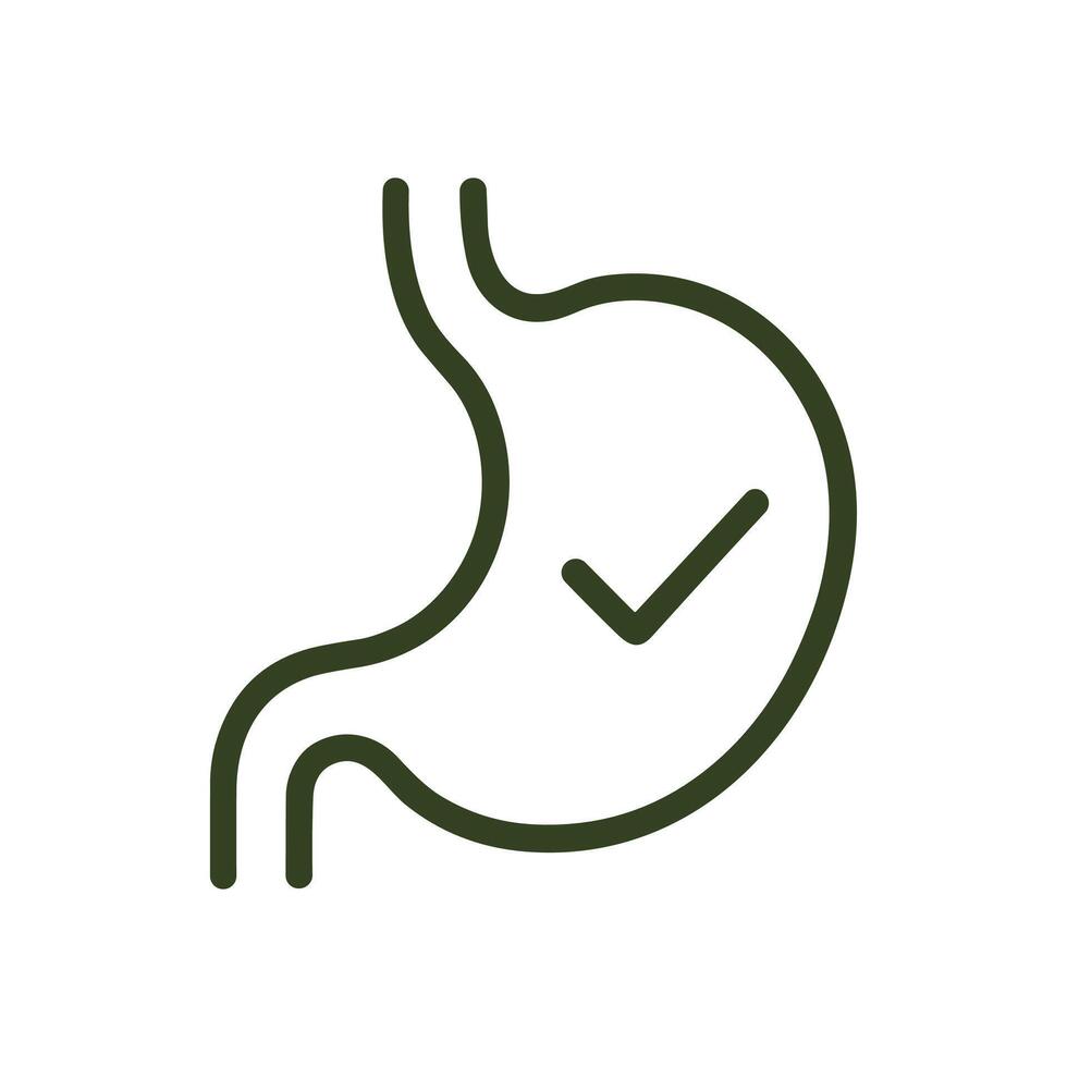Healthy digestive system illustration with checkmark. Icon symbol illustration vector