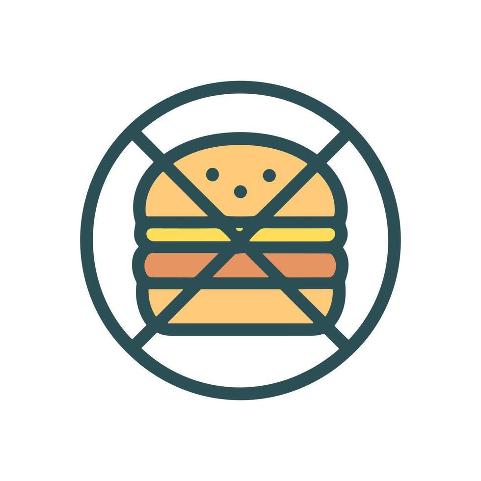 Banned burger a circle with crossed lines. Icon symbol illustration vector