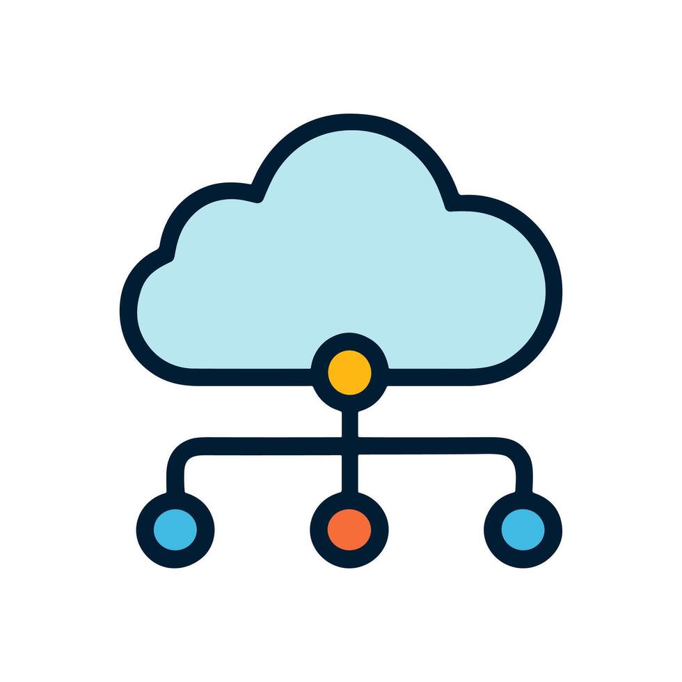Cloud Network Connection with Nodes. Icon symbol illustration vector