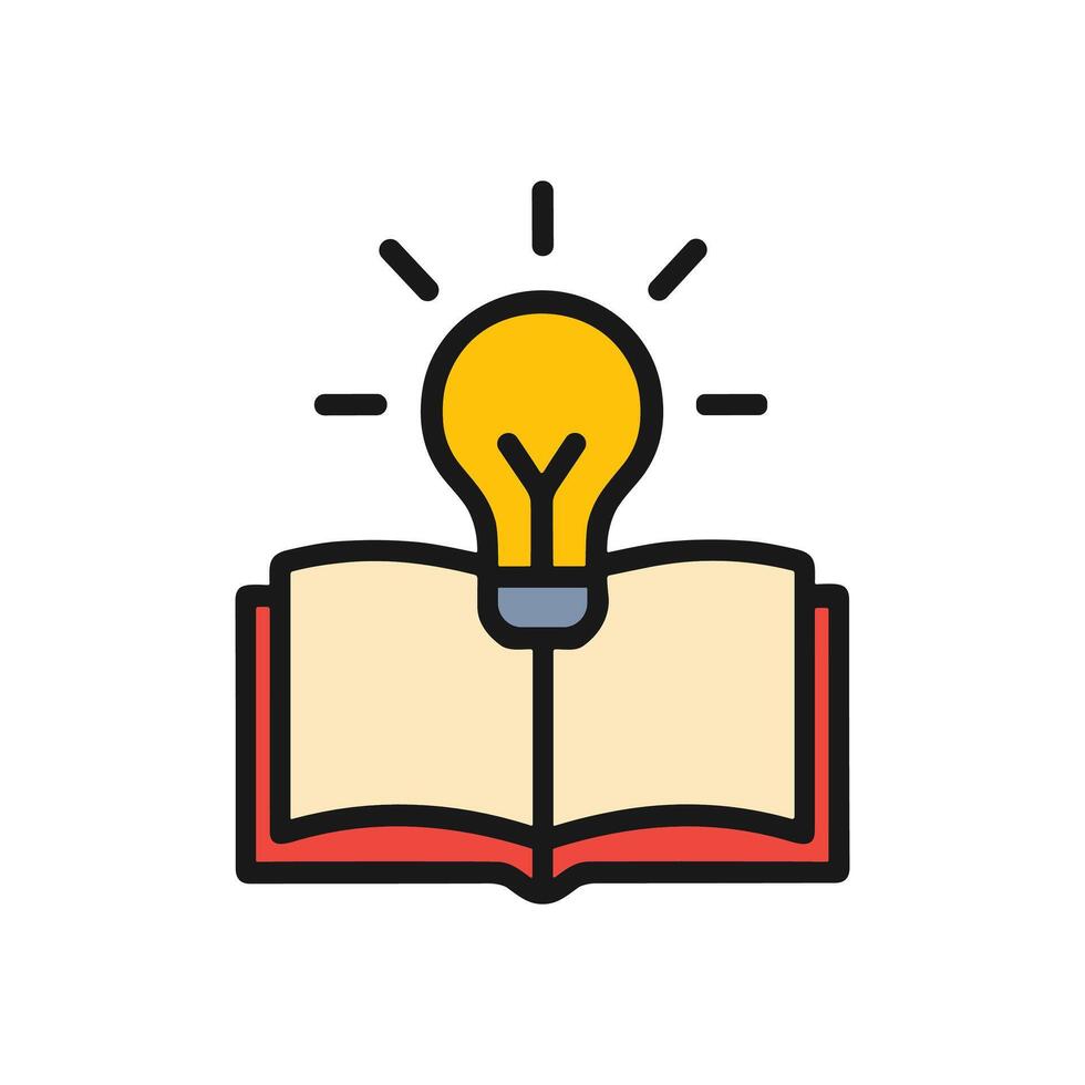 Book illuminated by knowledge. Icon symbol illustration vector