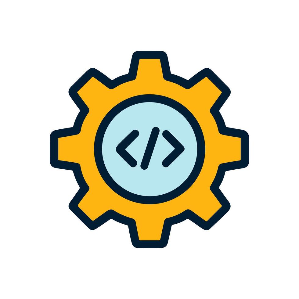 Gear with code symbol. Icon symbol illustration vector