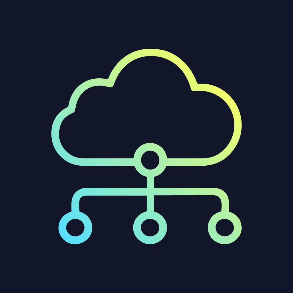 Networked Cloud Connecting Nodes with Glowing Lines. Icon symbol illustration vector