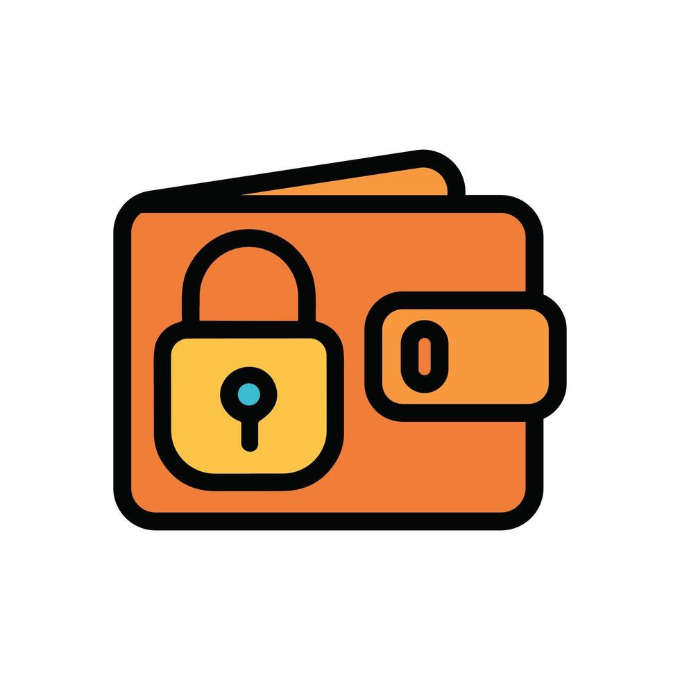 Secure wallet with zero balance inside. Icon symbol illustration vector