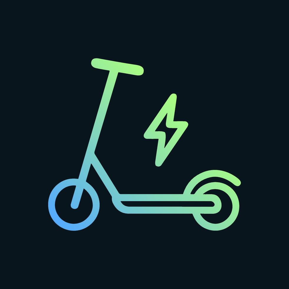 Electric scooter with a lightning bolt symbol. Icon symbol illustration vector