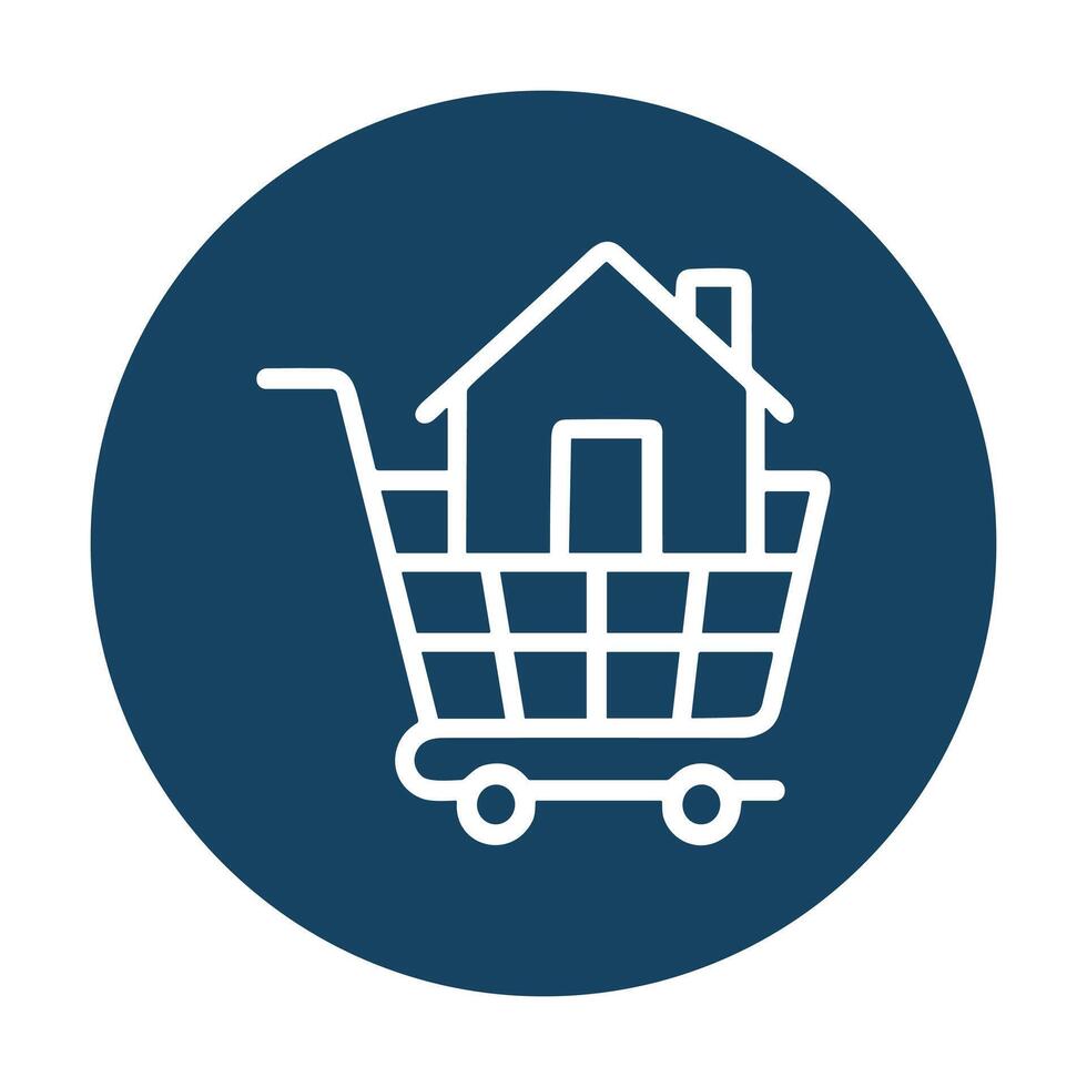 House hunting icon inside blue circle. Icon symbol illustration vector