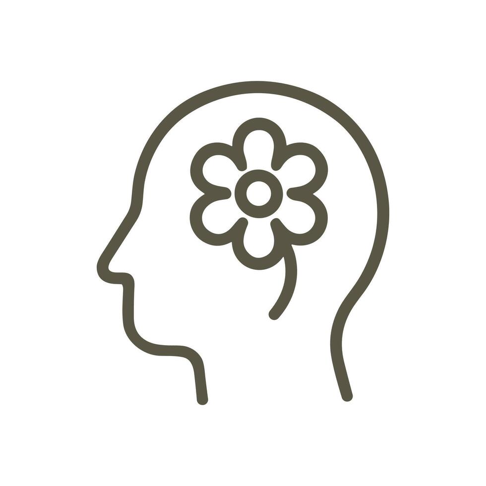Blooming Mind Flower inside a human head. Icon symbol illustration vector