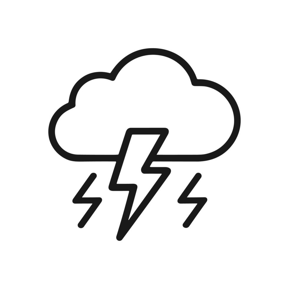 Stormy cloud with lightning bolts. Icon symbol illustration vector