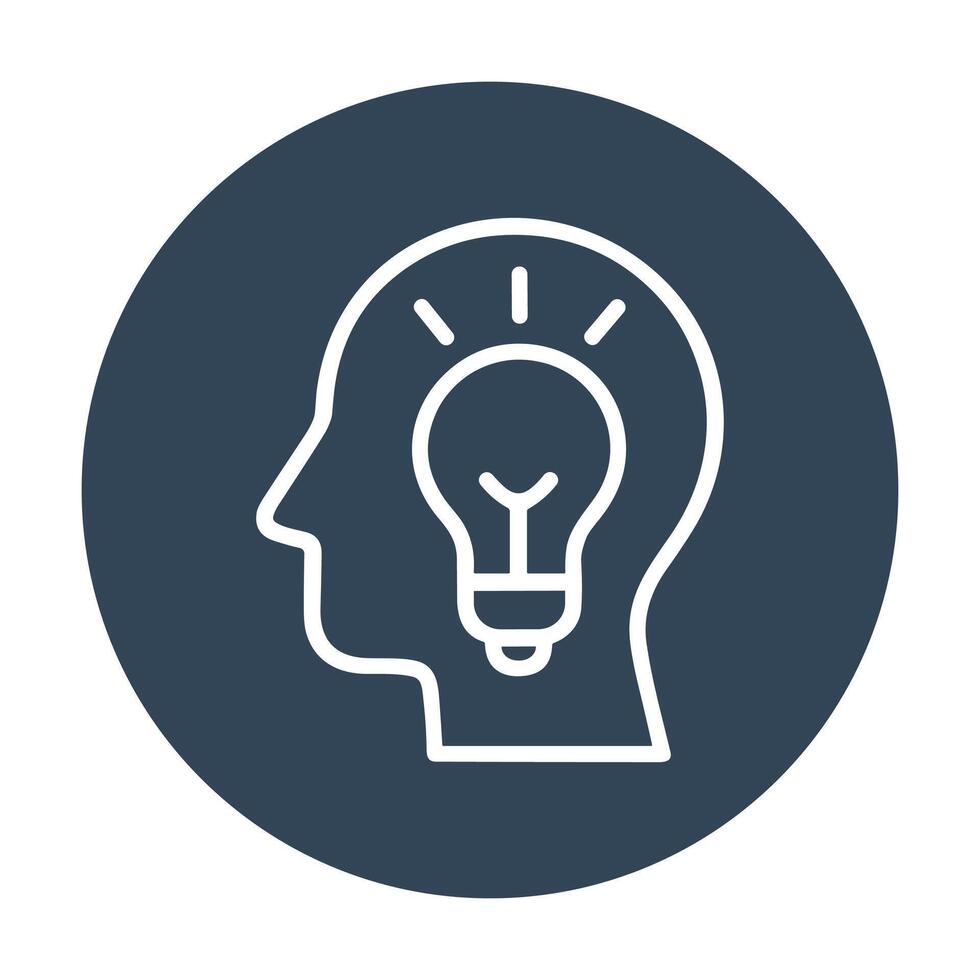 Lightbulb illuminating creative thinking in mind. Icon symbol illustration vector