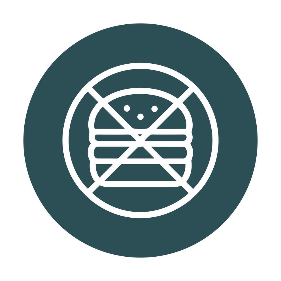 Forbidden burger circle with burger crossedout. Icon symbol illustration vector