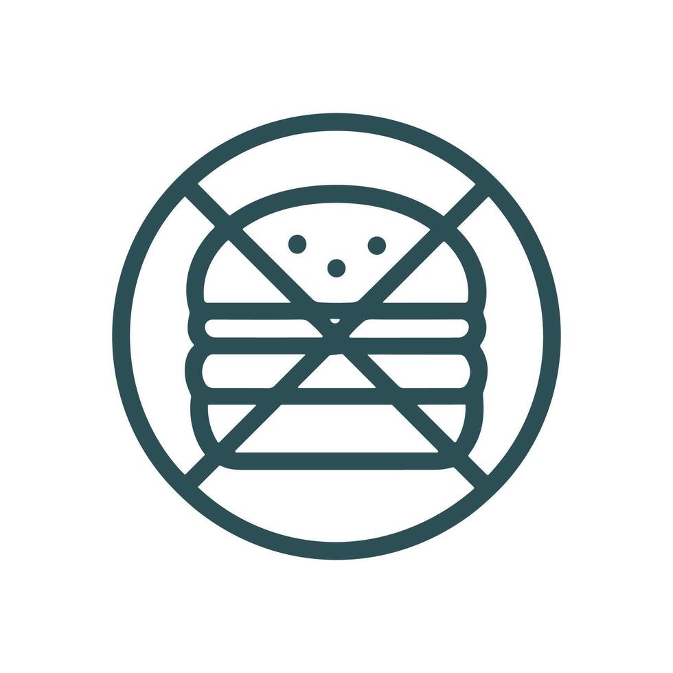 Forbidden burger encircled dietary restriction symbol. Icon symbol illustration vector