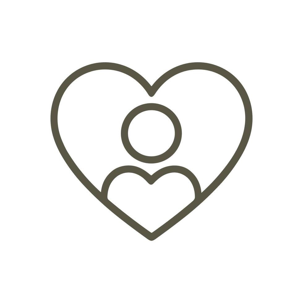 Heart embraces a human figure. Icon symbol illustration vector