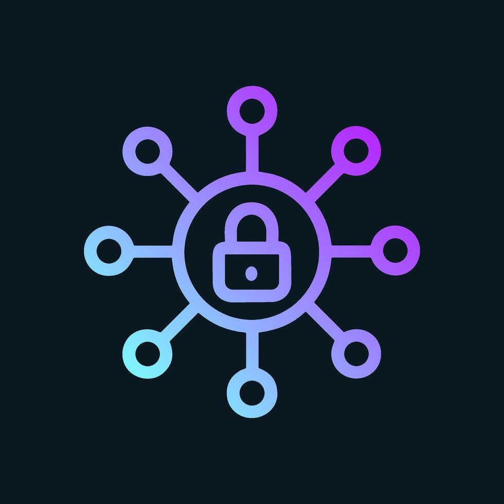 Secure network connected data protection. Icon symbol illustration vector