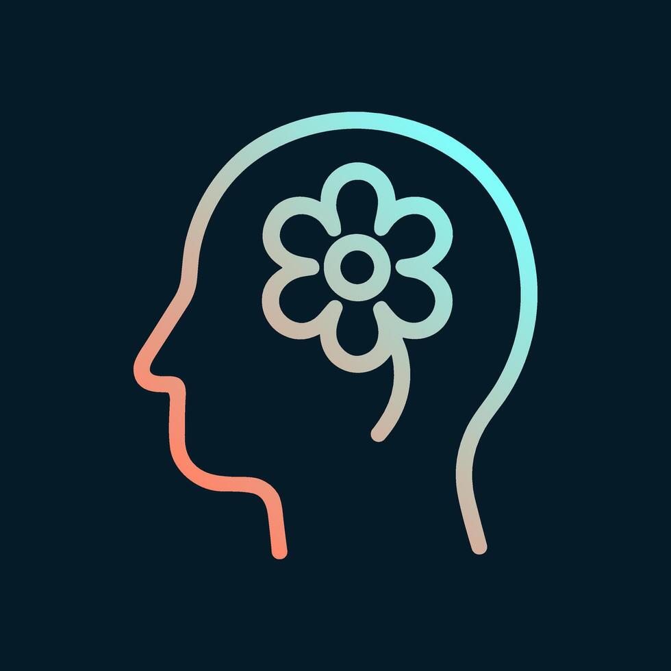 Blossoming mind a bloom of thought. Icon symbol illustration vector