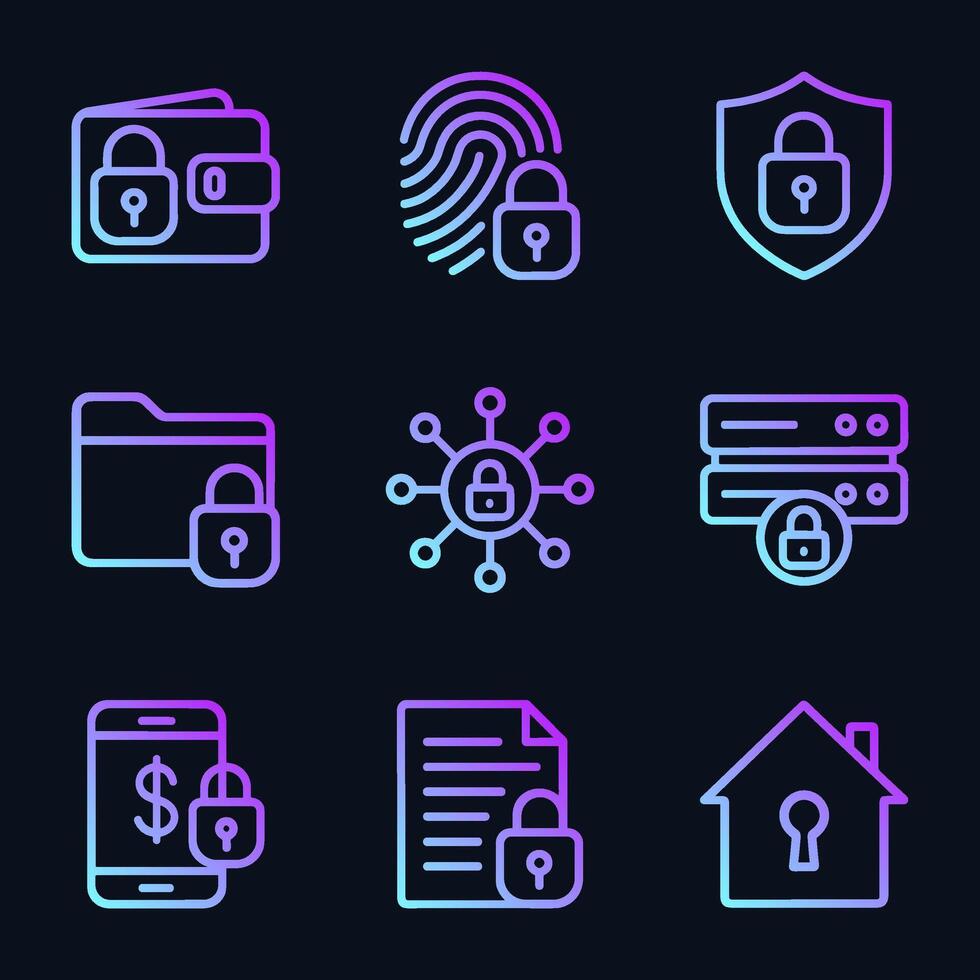 Encrypted digital assets in ethereal glow. Icon symbol illustration vector