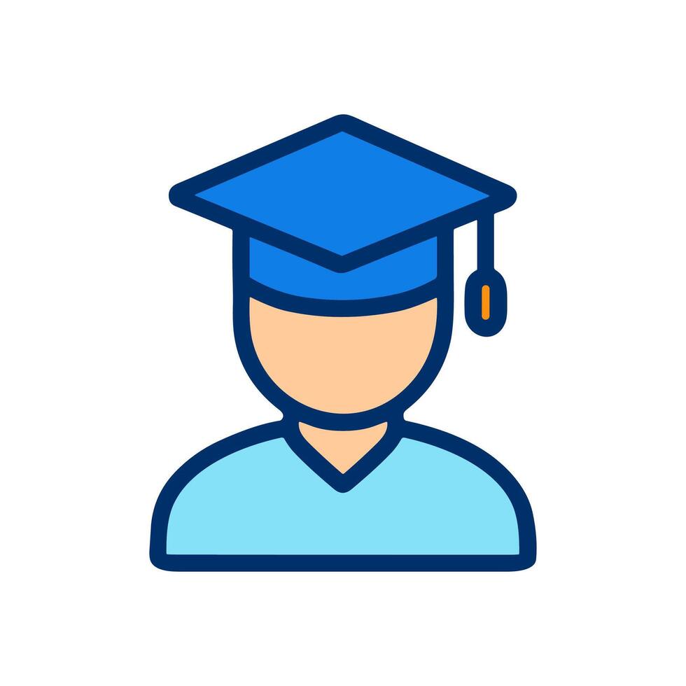 Person wearing graduation cap. Icon symbol illustration vector