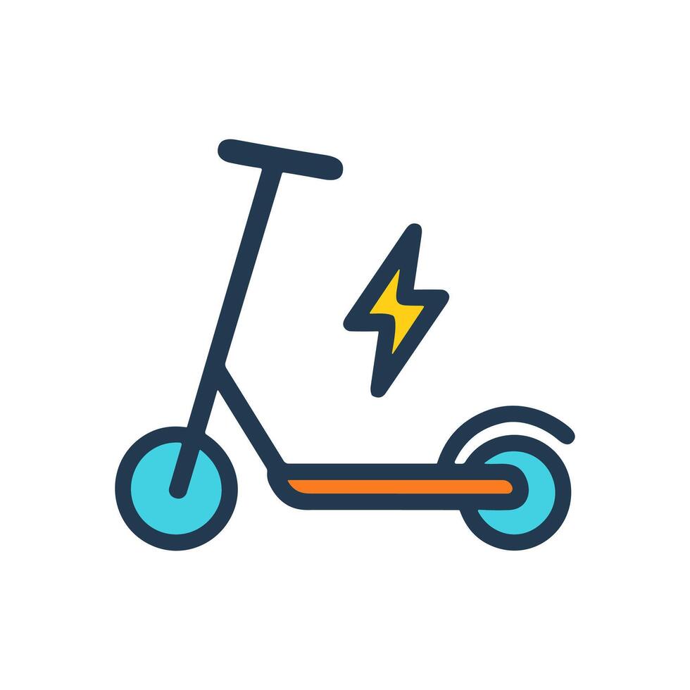 Electric scooter icon stands ready. Icon symbol illustration vector
