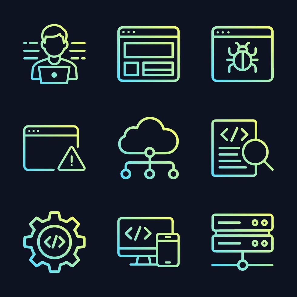 Web development iconographic array. Icon symbol illustration vector