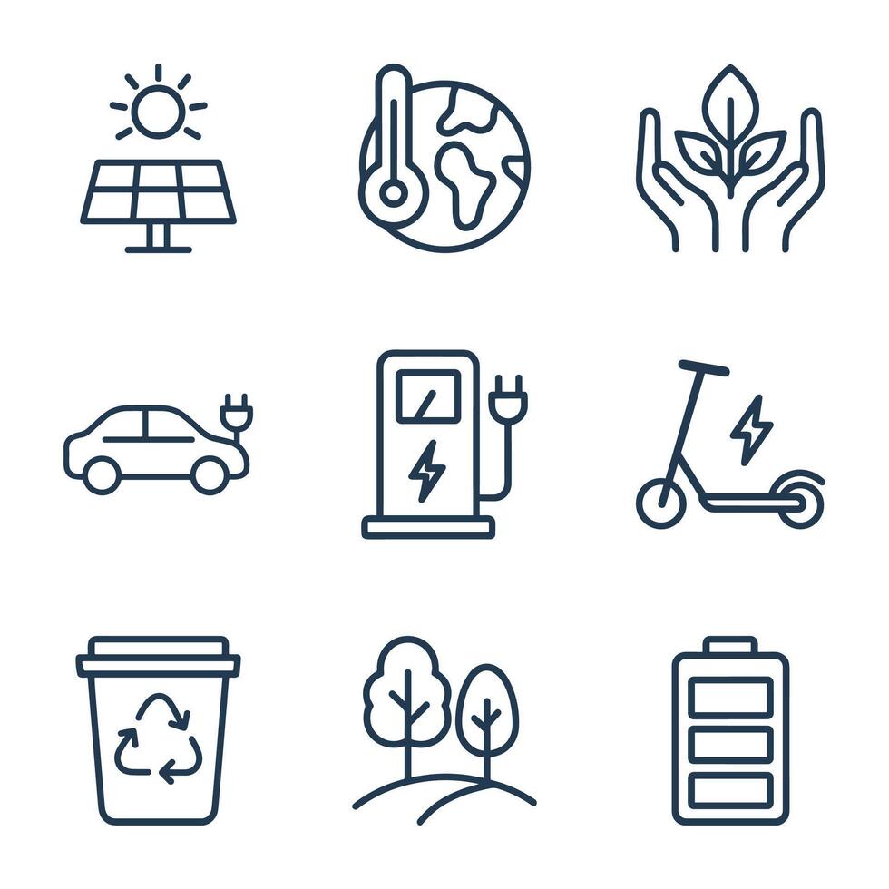 EcoFriendly Icons Sustainable Future Depicted. Icon symbol illustration vector