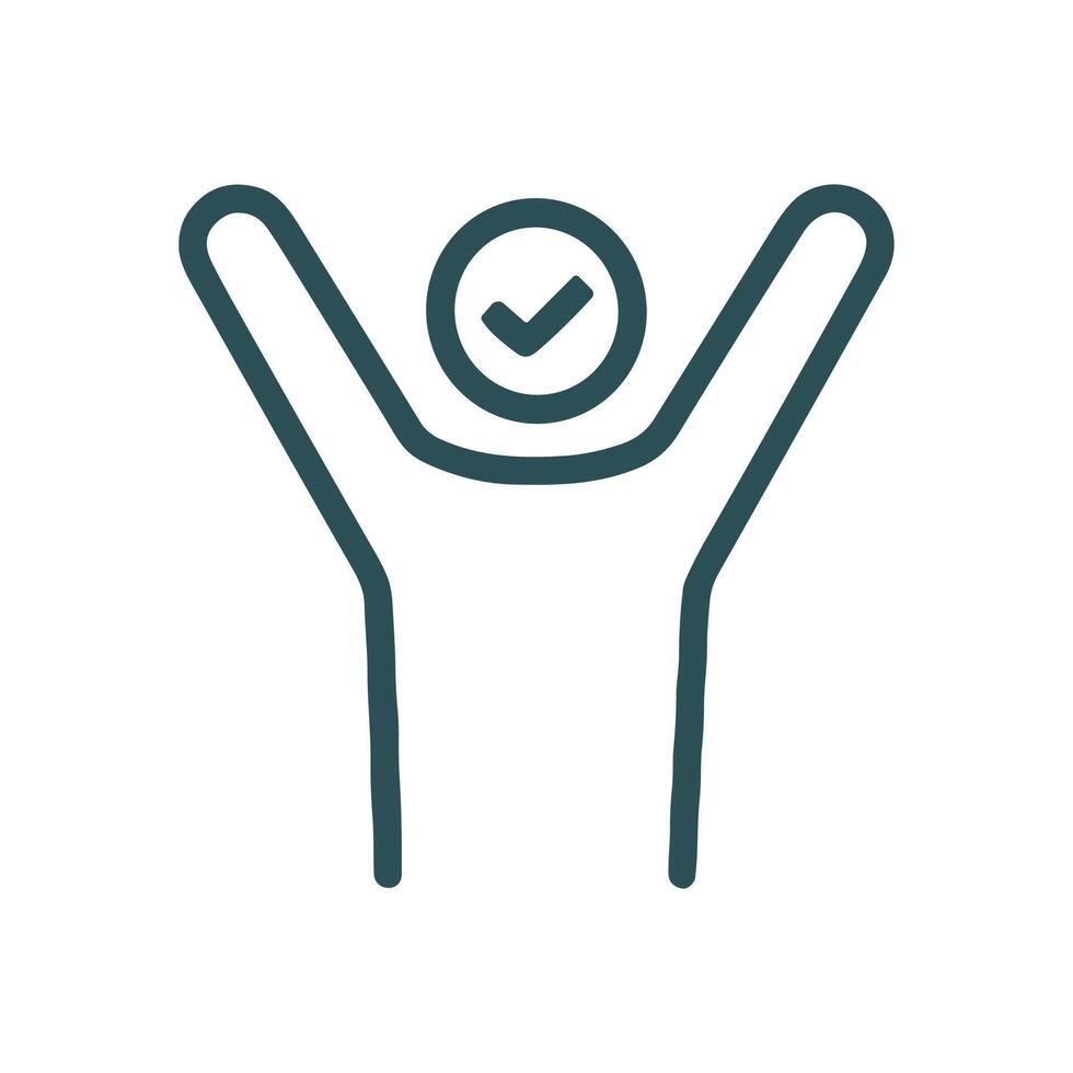 Successful person with arms raised. Icon symbol illustration vector