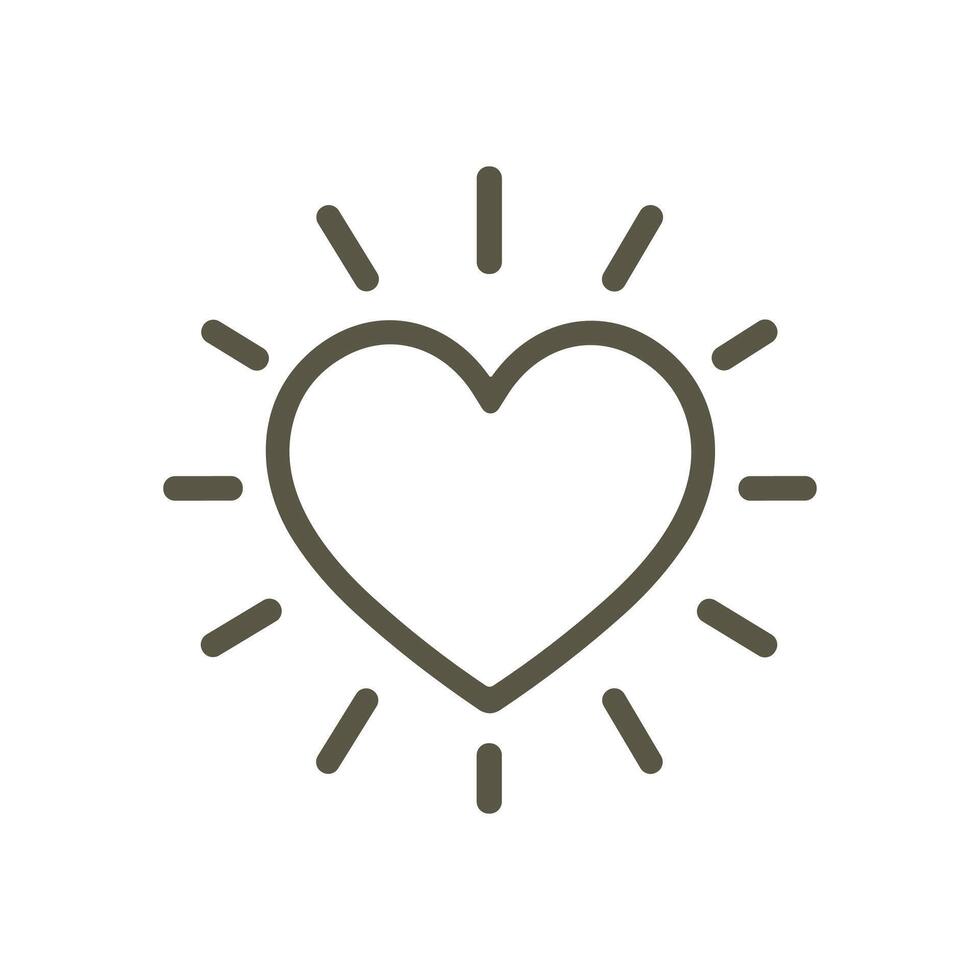 Radiant heart with shining lines. Icon symbol illustration vector