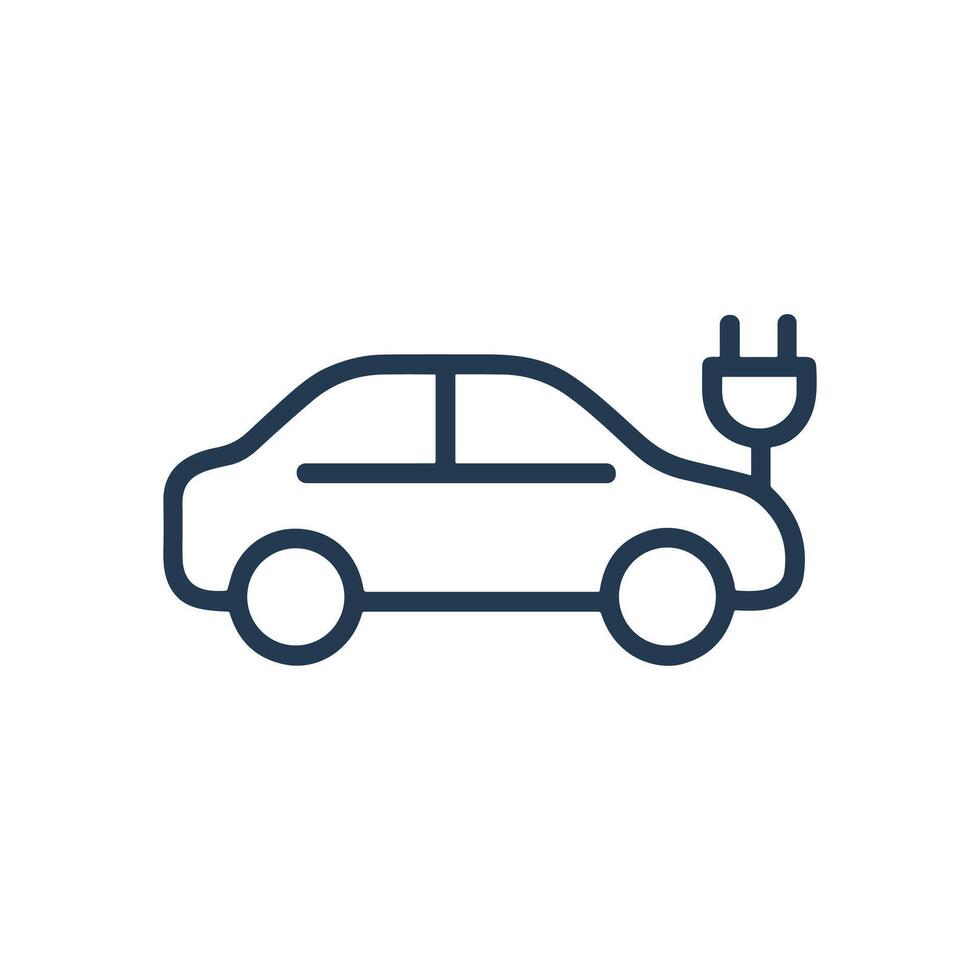 Electric car silhouette charging for travel. Icon symbol illustration vector