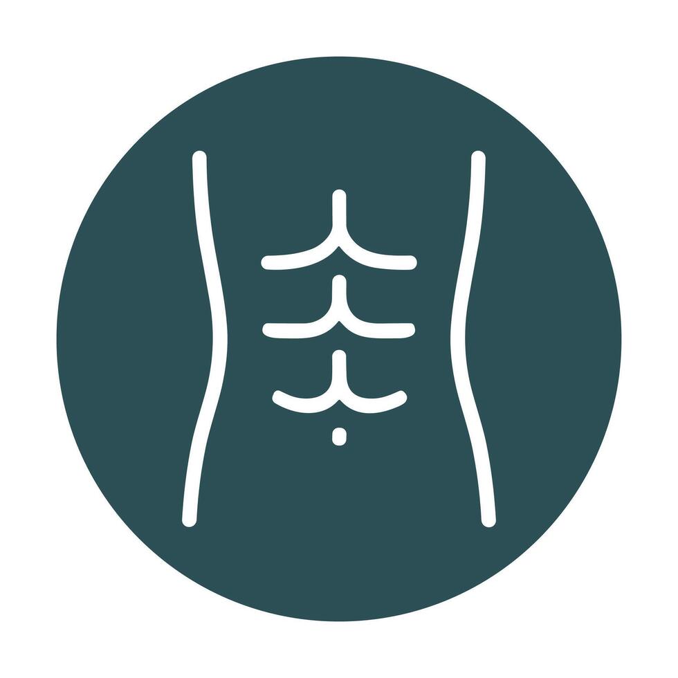 Sixpack abs icon in teal circle. Icon symbol illustration vector