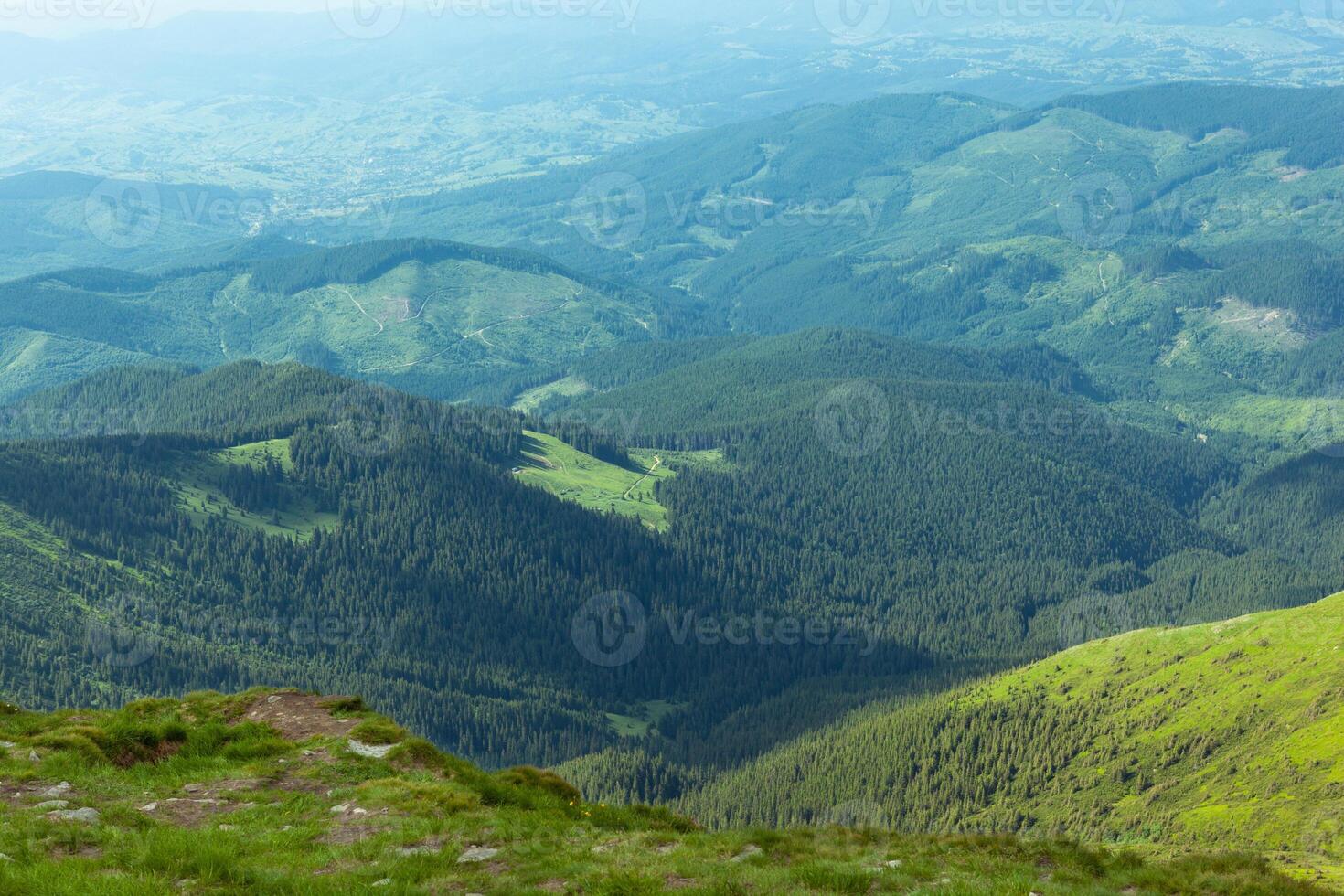 Beautiful landscape of the Carpathian mountains from mountain Hoverla photo