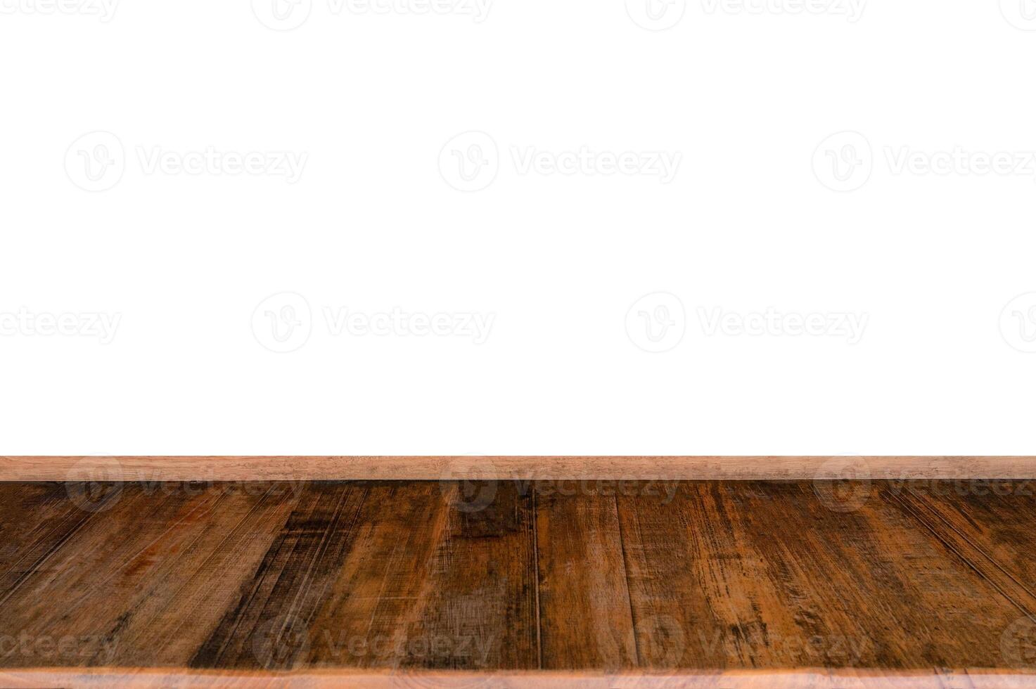 Hardwood rough plank table top on background photo