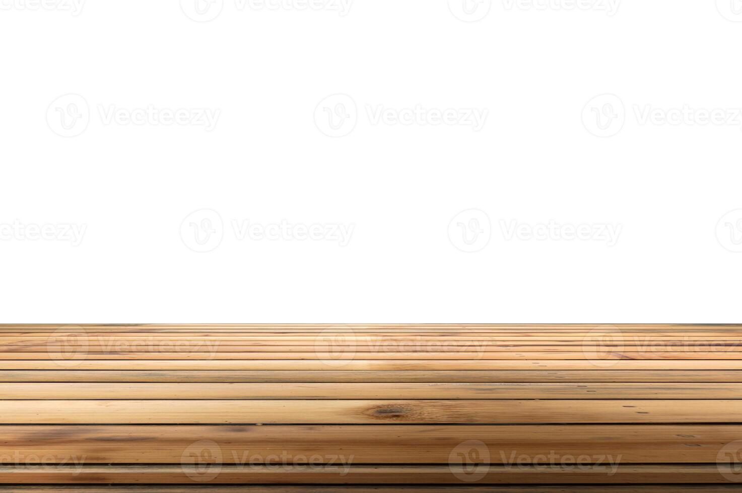 Bamboo wood table top on white background photo