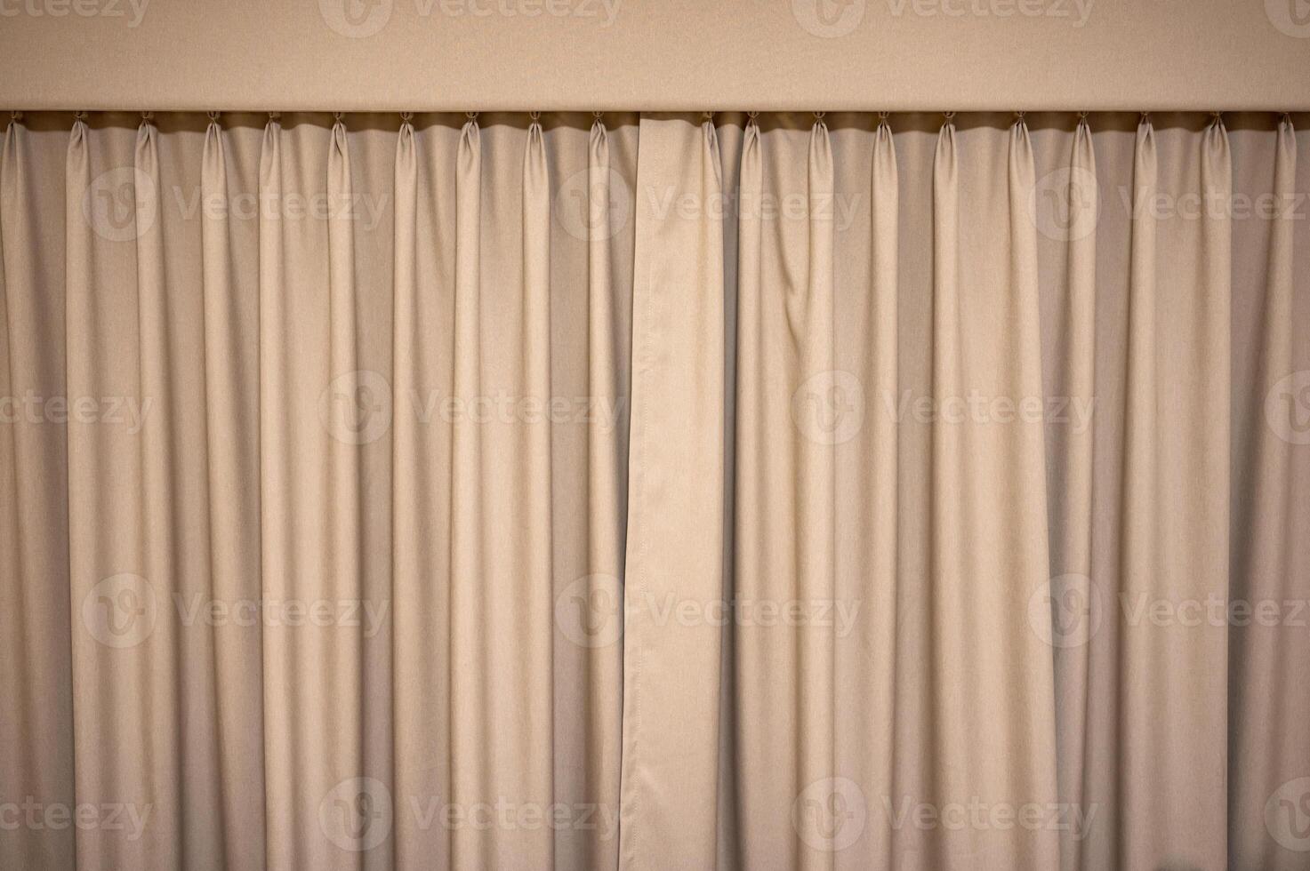 Closed brown velvet curtain wavy photo
