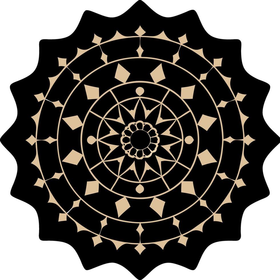 Beautiful Golden Mandala Artwork with Symmetrical Patterns and Delicate Flourishes, Islamic Icon Set vector