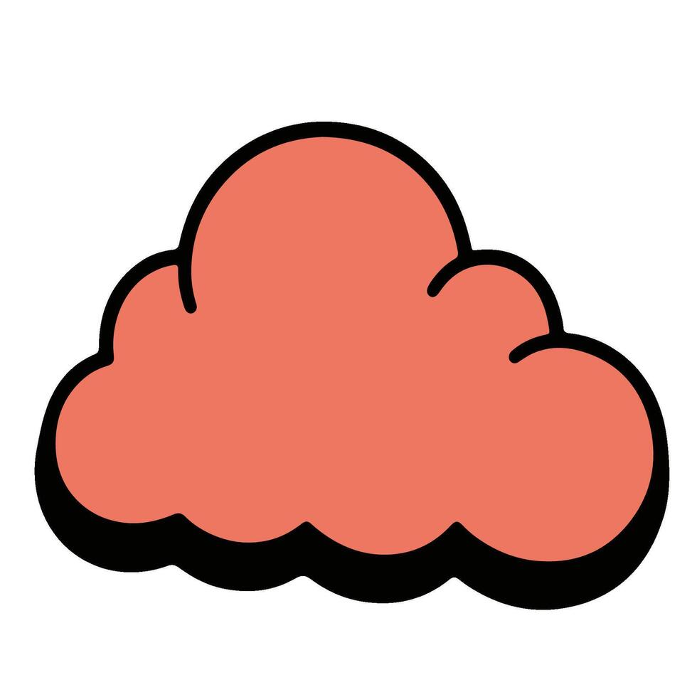Coral Cartoon Cloud with Bold Black Outline. vector