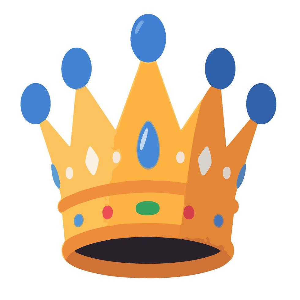 Ornate Golden Crown with Blue and Red Gemstones. vector