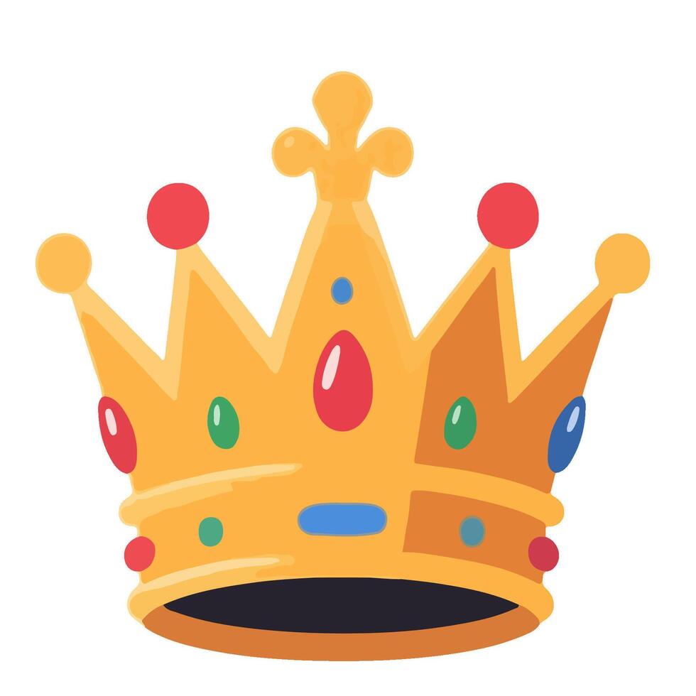 Golden Crown with Colorful Jewels Symbolizing Royalty and Power. vector