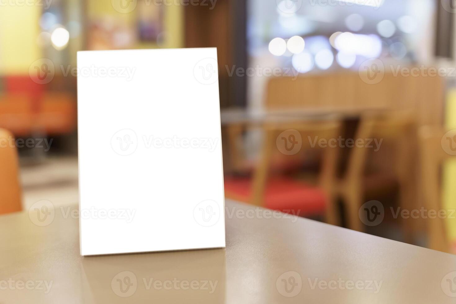 blank Menu mock up on table in restaurant photo