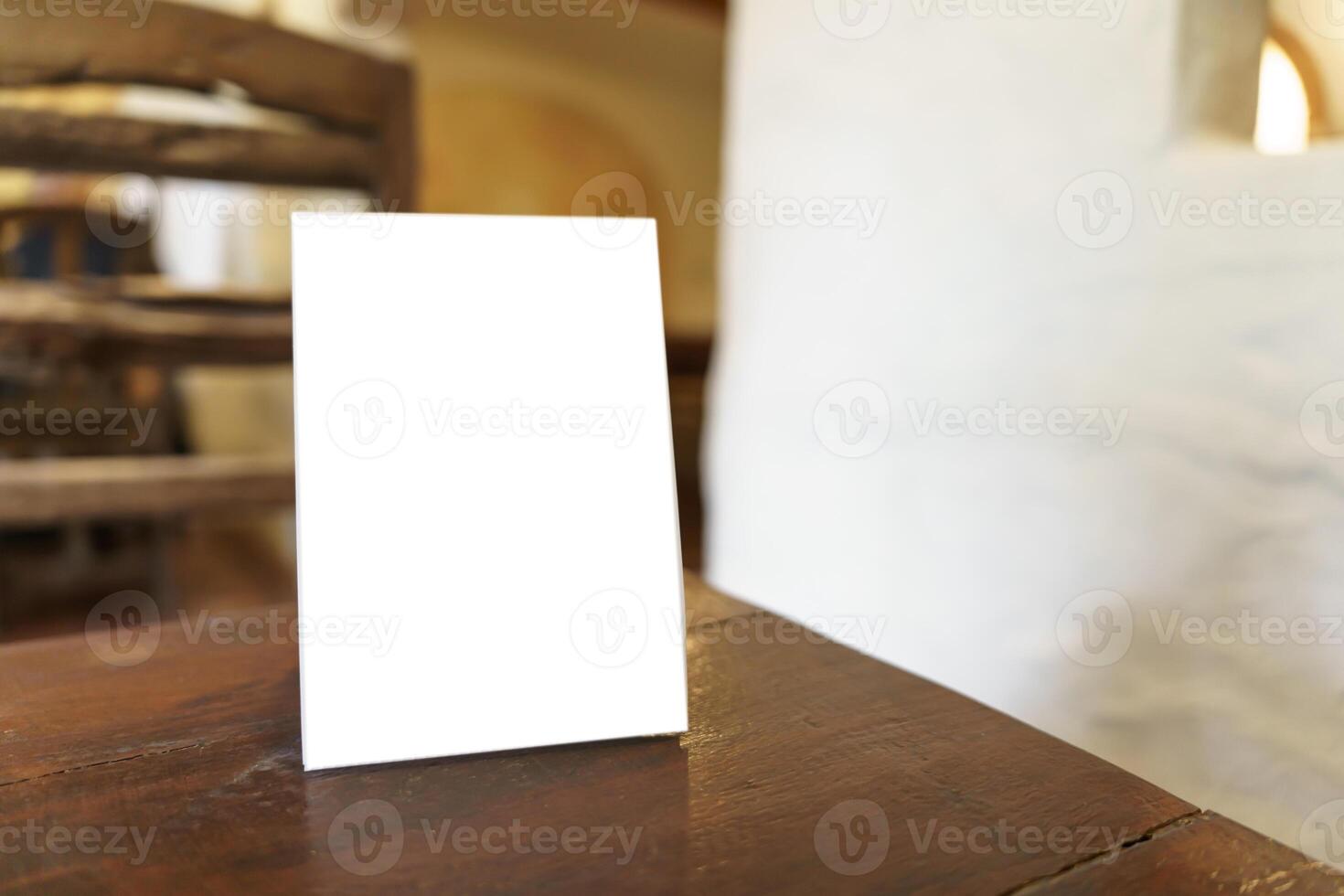 blank menu mockup on a table in a restaurant photo