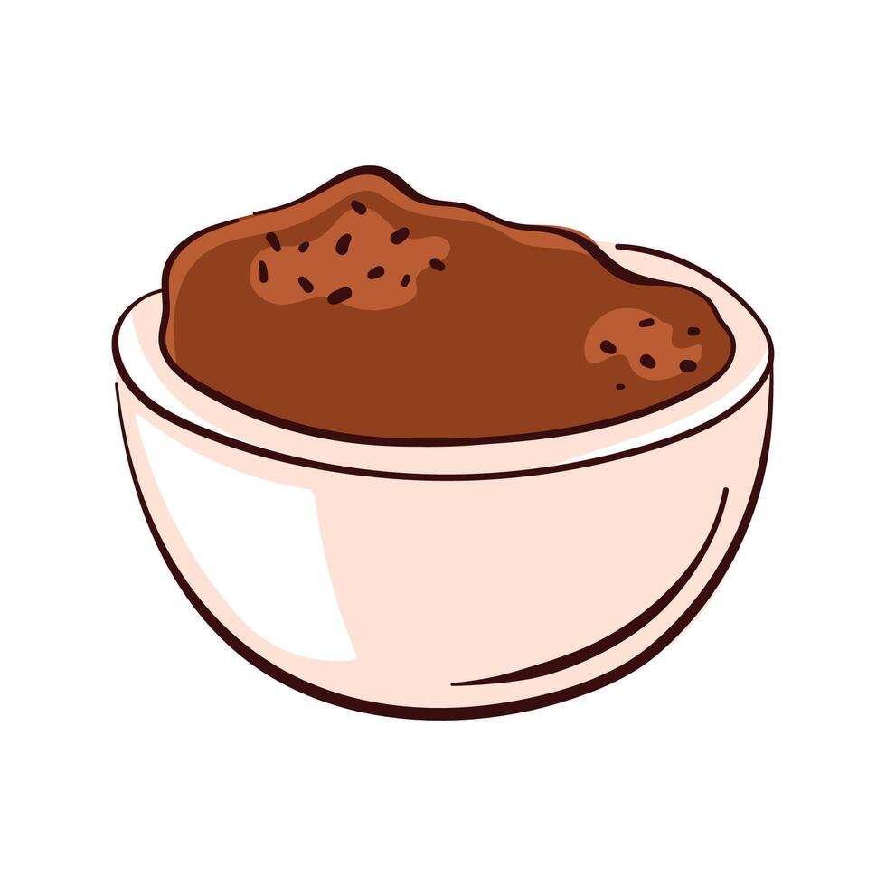 Bowl filled with ground cinnamon in flat style. Perfect for spice packaging, culinary recipe book and kitchen wallpaper. vector