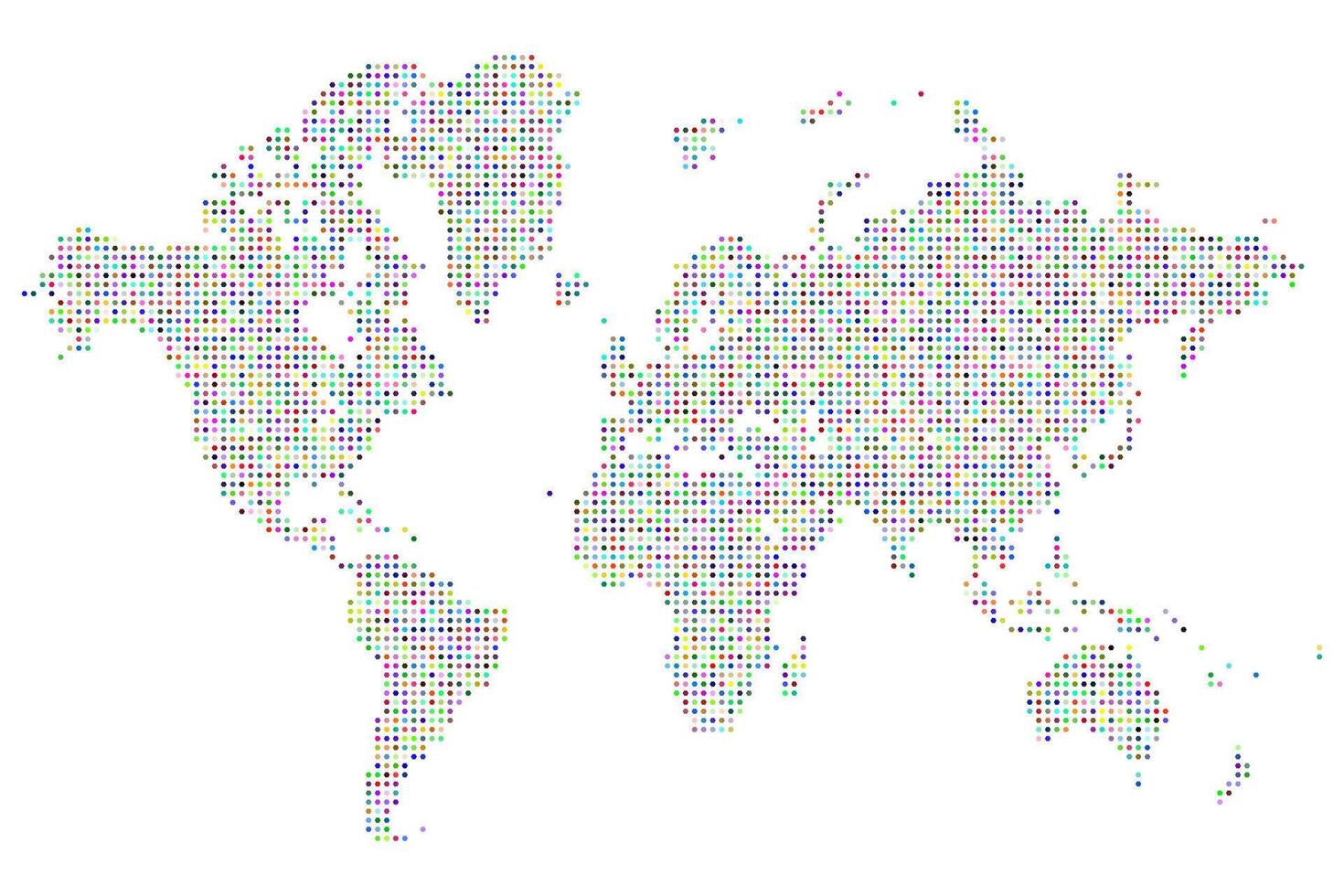 Multicolour polygon shape dotted world map illustration showing point based earth design. Polygon shape dotted world map design. Multicolour dotted shape map vector