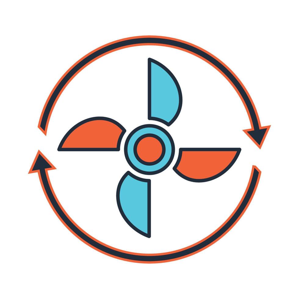 A fan with a blue and orange design vector