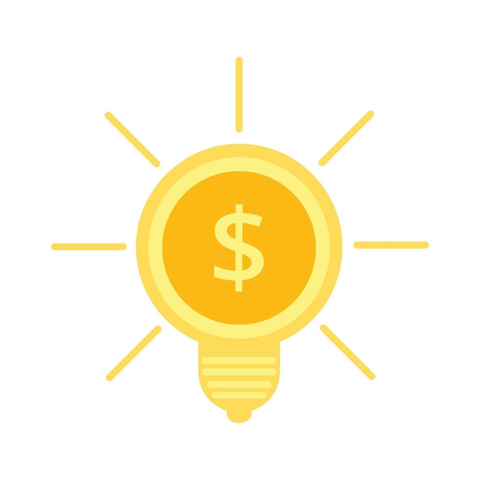Golden Light Bulb with Dollar Sign for Financial Idea and Investment vector